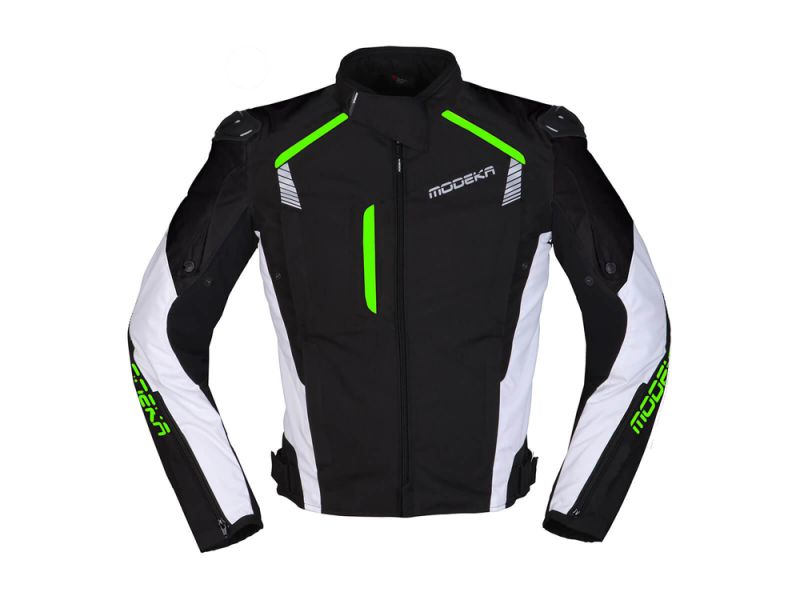 Giacca da moto Modeka Lineos (nero / bianco / verde)