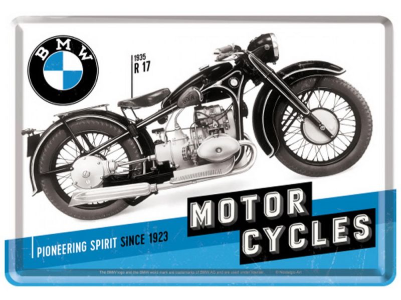 Nostalgic-Arts Cartolina BMW Timeline in metallo (10x14cm)