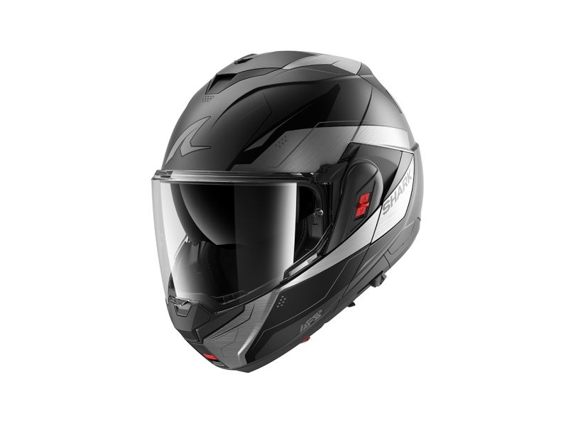 Shark OXO Mekarium Mat Motorradhelm (Anthrazit/Chrom/Schwarz)