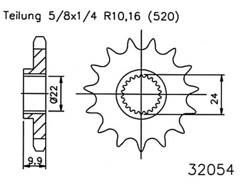 Esjot Pignone 16 denti (520 | 5/8x1/4 | 32054-16)