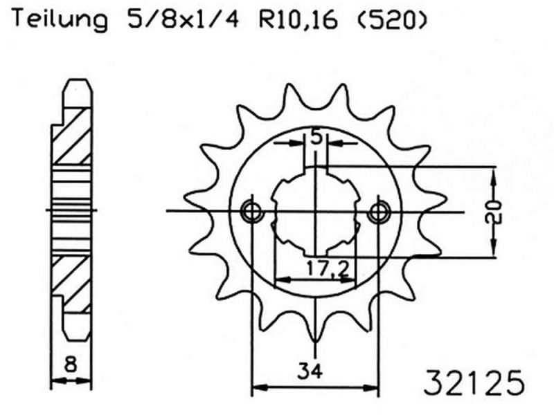 Esjot Pignone 16 denti (520 | 5/8x1/4 | 32125-16)