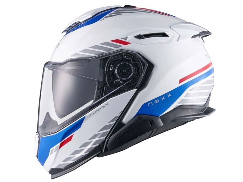 Nexx X.LifeTour Globe Motorrad Klapphelm (weiß / blau)