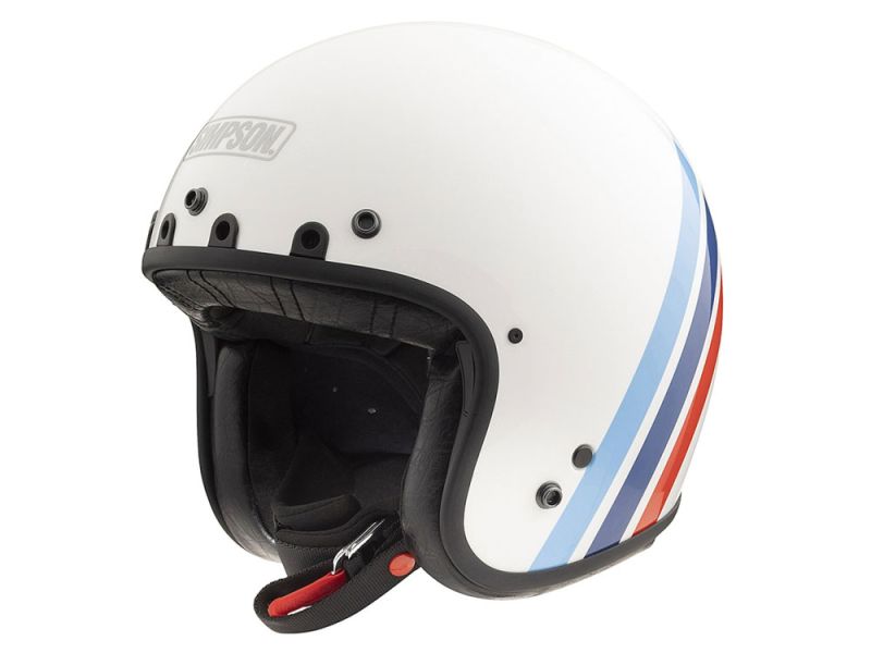 Simpson Chopper Motorrad Jethelm ohne Visier (weiß / blau / rot)