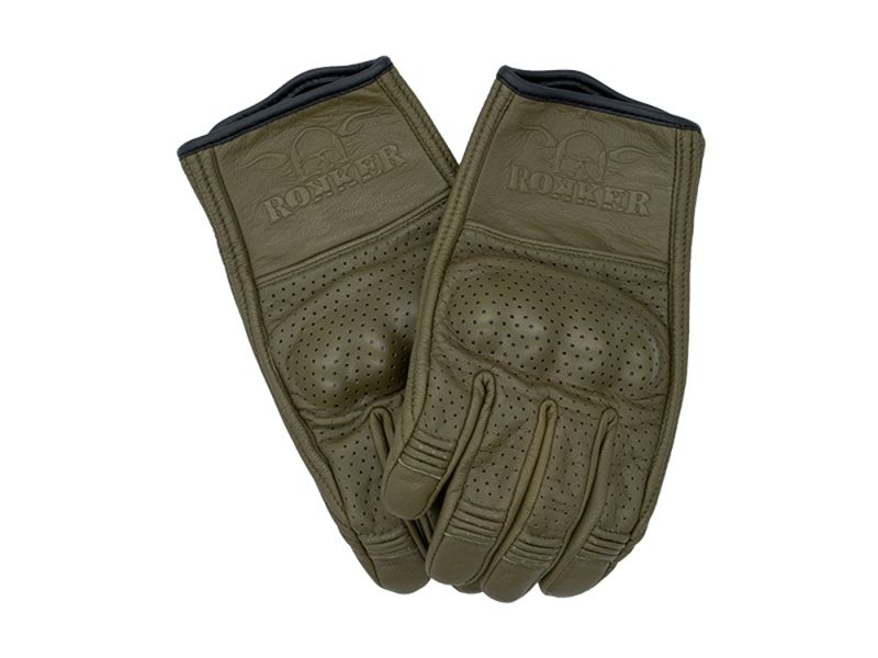 Rokker Tucson perforierte Motorradhandschuhe Herren (olive)