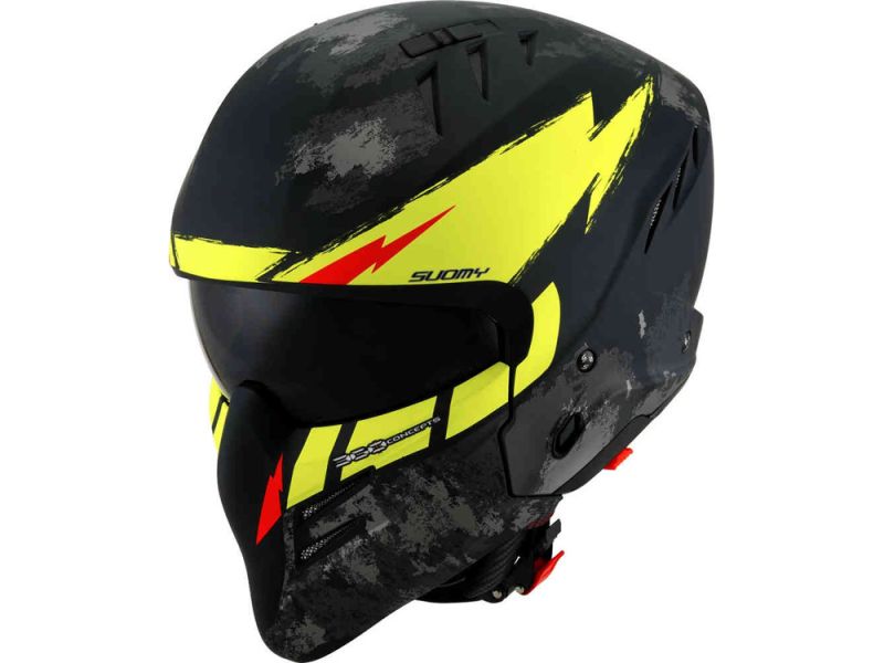 Suomy Armor Hi Volt Jethelm mit Visier(Schwarzmatt/Gelb)