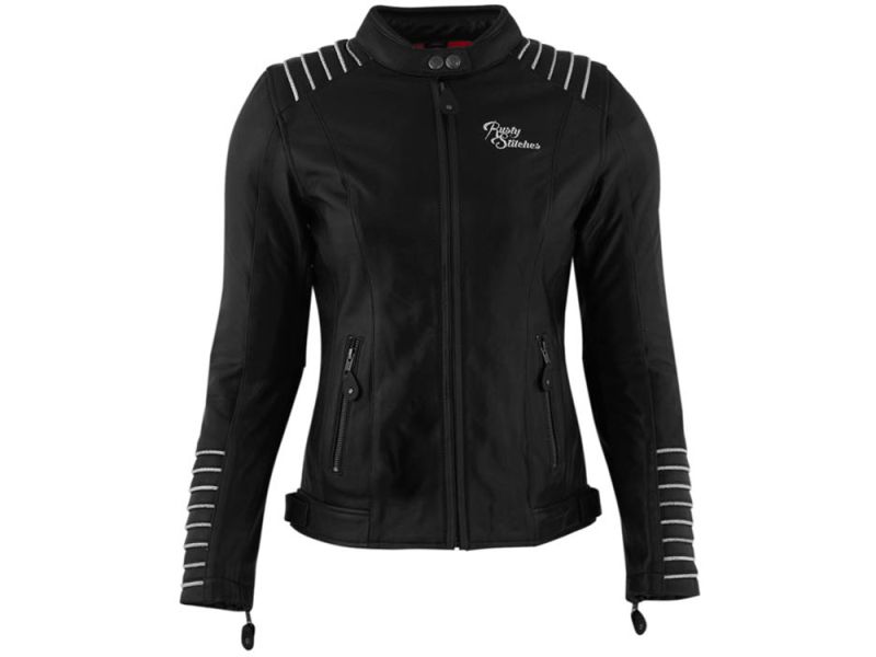 Rusty Stitches Amanda Leather Motorcycle Jacket Ladies (nero / bianco)