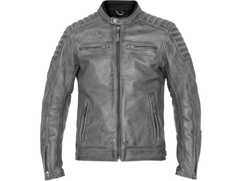 John Doe Storm Giacca da moto in pelle da uomo (grigio scuro)