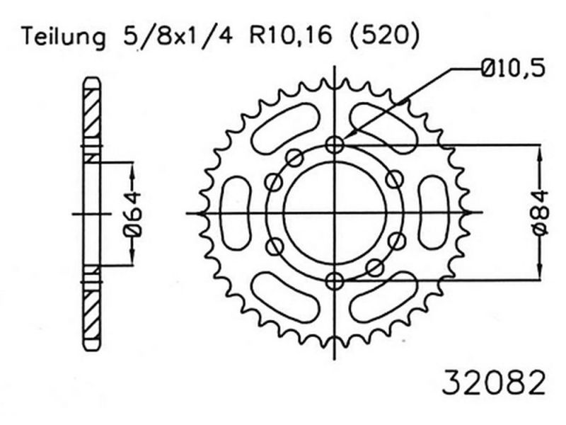 Esjot Pignone 36 denti acciaio (520 | 5/8x1/4 | 92-32082-36)