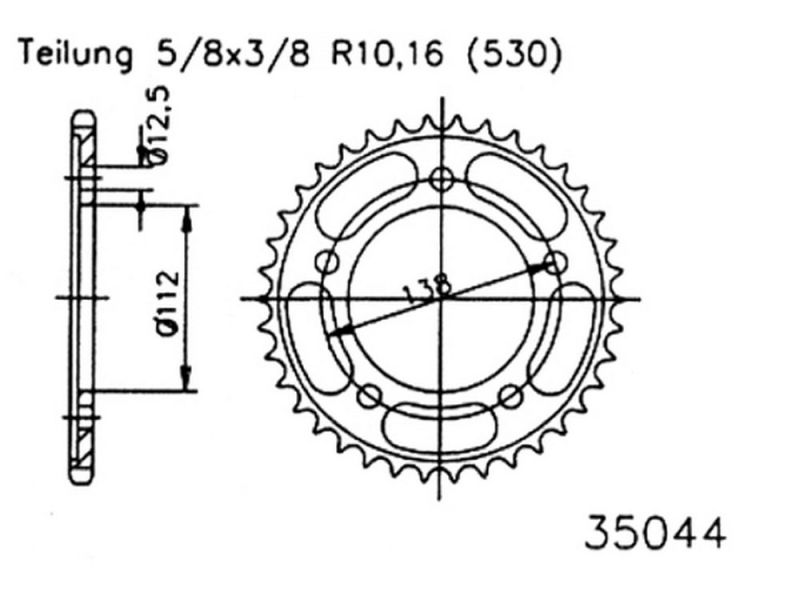 Esjot Pignone 42 denti acciaio (530 | 5/8x3/8 | 92-35044-42)