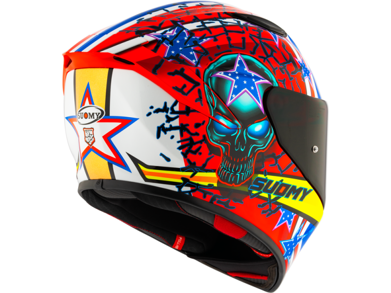 Suomy Track-1 Riot Motorradhelm (Blau/Gelb/Weiß/Rot)