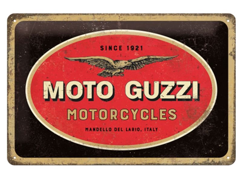 Nostalgic-Arts Insegna in metallo con logo Moto Guzzi (20x30cm)