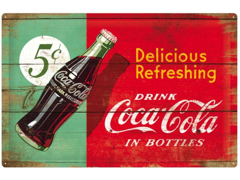 Nostalgic-Arts Cartello in metallo Coca-Cola Delicious Refreshing (40x60cm)