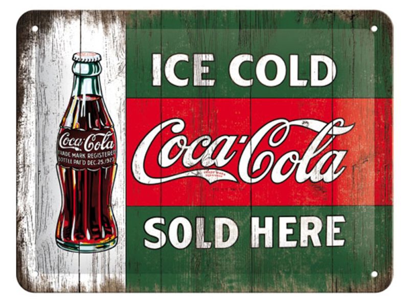 Nostalgic-Arts Cartello in latta Coca Cola Ice Cold Sold Here (15x20 cm)