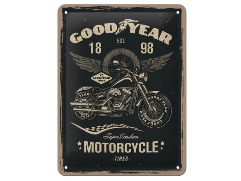 Nostalgic-Arts Cartello in metallo Goodyear Motorcycle (15x20cm)