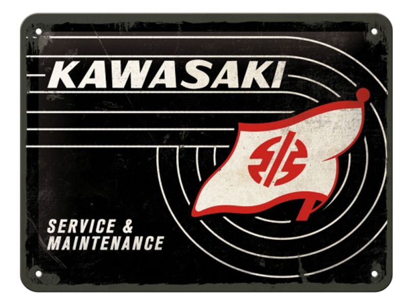 Nostalgic-Arts Cartello in metallo con il logo del serbatoio Kawasaki (15x20cm)