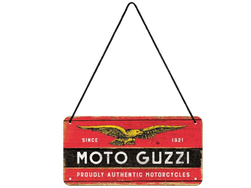Nostalgic-Arts Insegna appesa con logo Moto Guzzi (10x20cm)