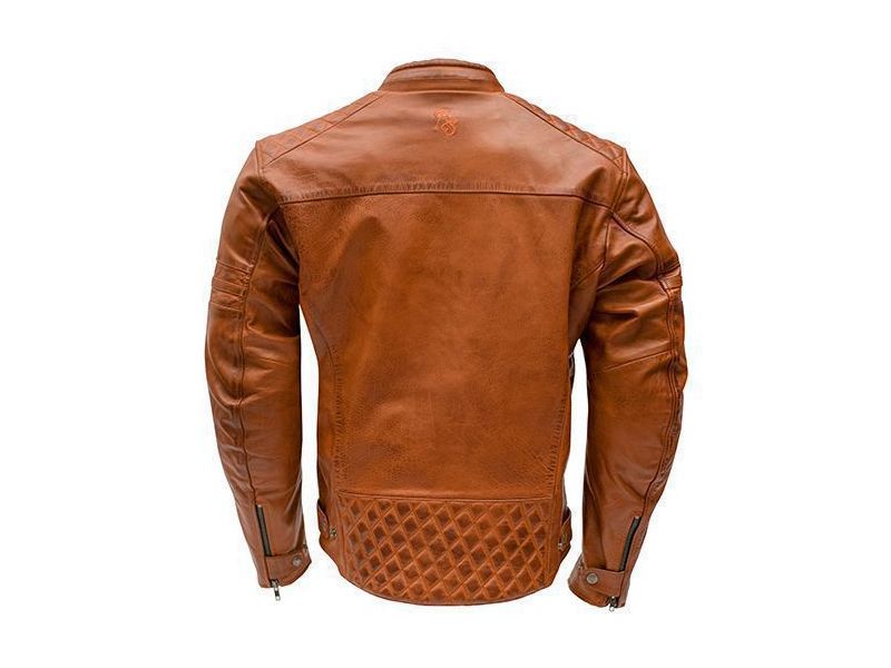 Rusty Stitches Jari, giacca da moto in pelle con imballaggio esterno (marrone)