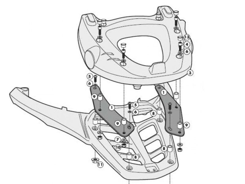 GIVI Monokey SR Portapacchi Yamaha FZ 8 FZ8 Fazer (2010-) T-Max 500 (2008-2011)