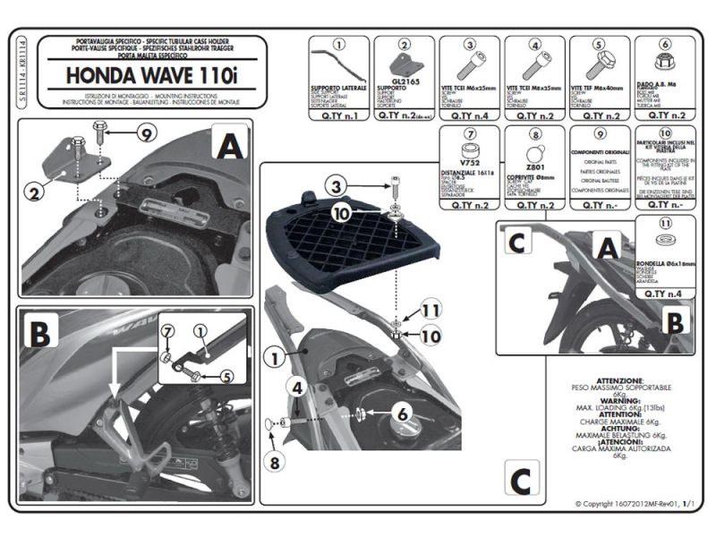 GIVI Portapacchi Monolock SR Yamaha D-elight 125 R (2013-)