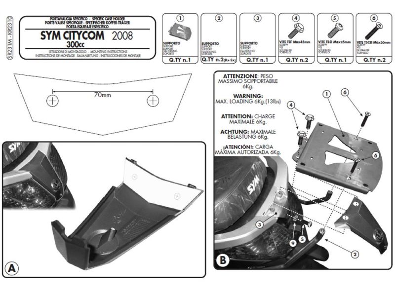 GIVI Monolock SR Portapacchi SYM CityCom 125 / 300 (2008-)
