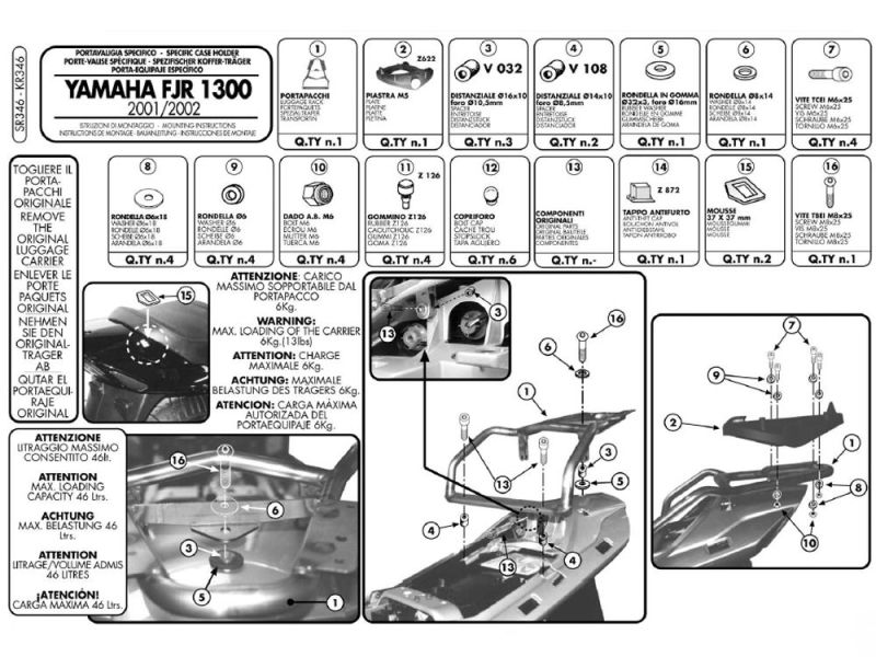 GIVI Monokey SR Portapacchi Yamaha FJR 1300 (2001-2005)