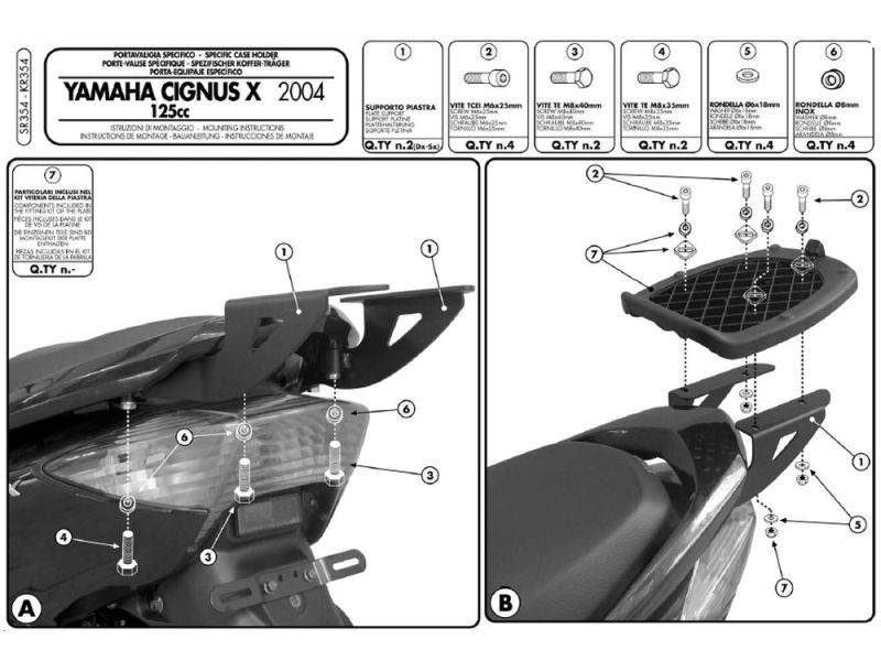 GIVI Monolock SR Portapacchi Yamaha Cygnus X 125 (2004-2009) MBK Flame X 125 (2007-)