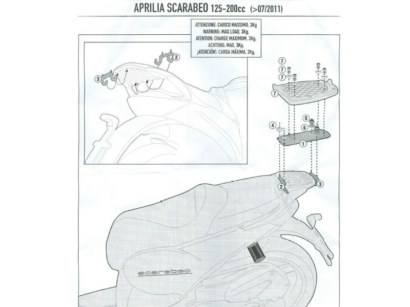 GIVI Monolock SR Portapacchi Aprilia Scarabero 125 / 200 (07.2011-)