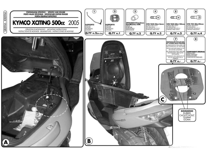 GIVI Portapacchi Monolock SR Kymco X-Citing 300 (2008) X-Citing 250 / 300 / 500 (2005-2010)